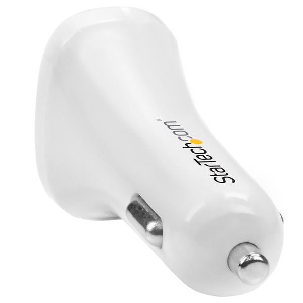 Star Tech Dual-Port USB Car Charger - 24W/4.8A - White