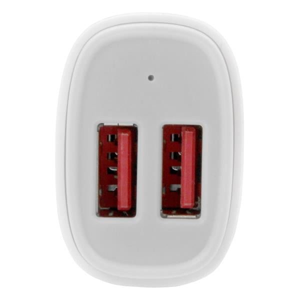 Star Tech Dual-Port USB Car Charger - 24W/4.8A - White