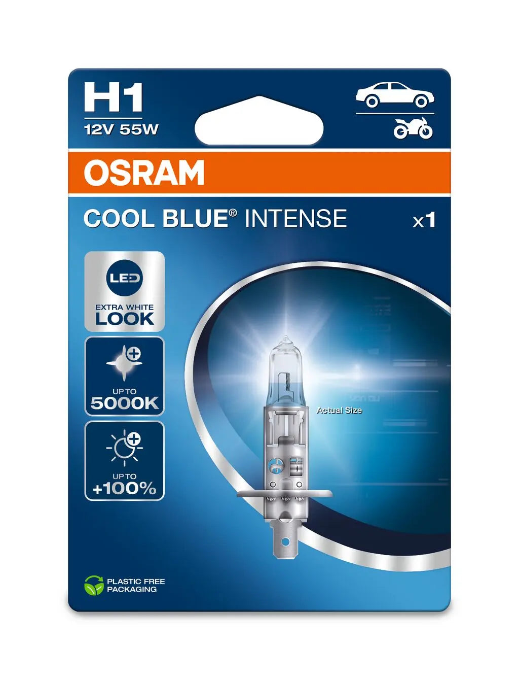 H1 12V 55W P14.5s Cool Blue INTENSE NextGen. 5000K +100%  OSRAM